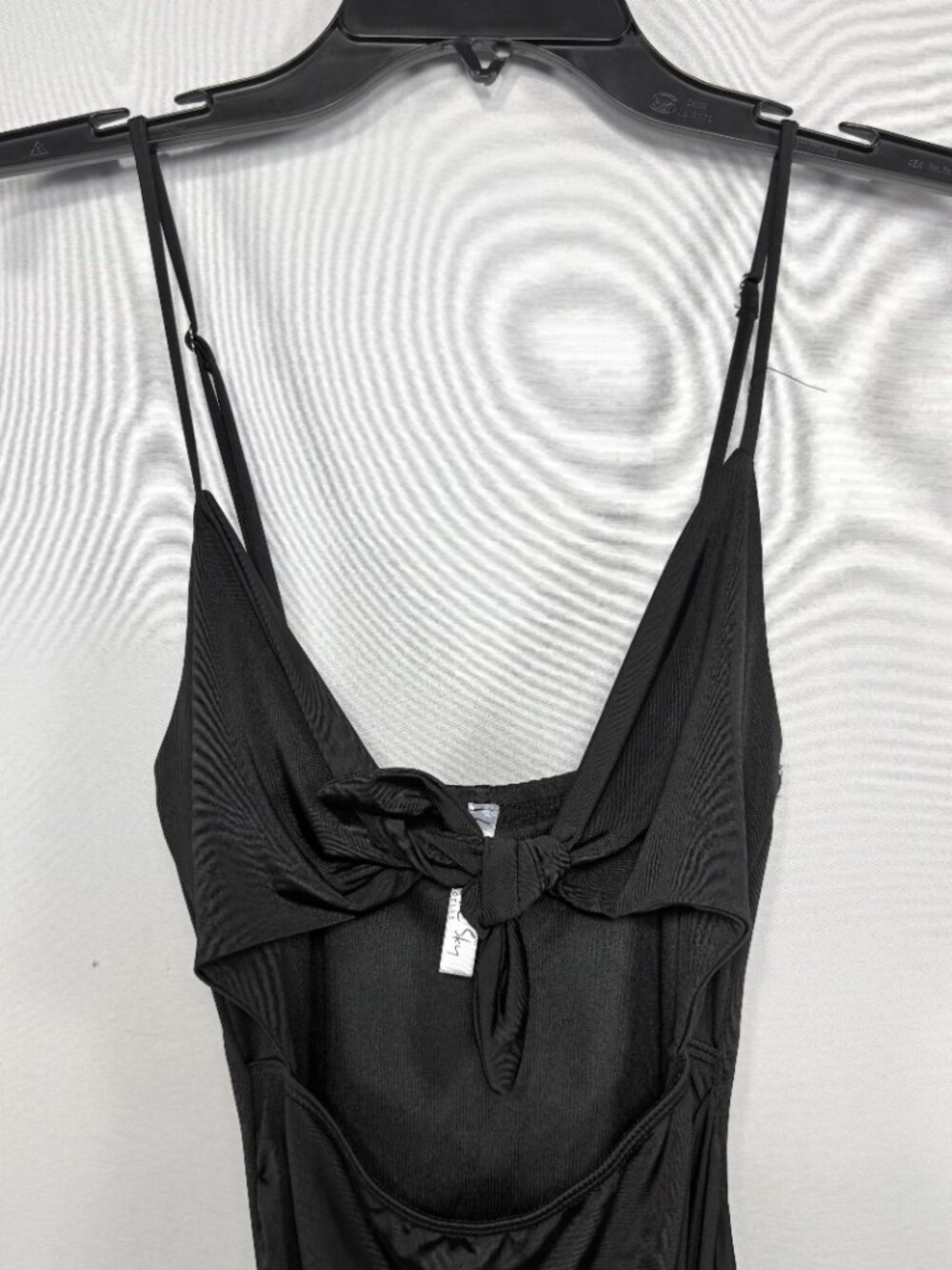 Draped Knot Cutout Lucy in the Sky Black Polyester Mini Dress Size XS - Picture 3 of 9